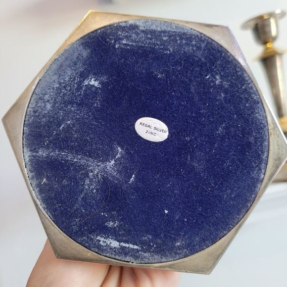 Vintage MCM Regal Silver Zinc Candlestick Holders Tall - Picture 4 of 8